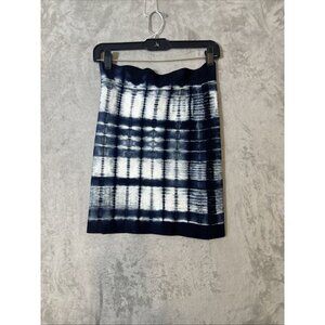 BCBGMAXAZRIA Mini Skirt Small Blue White Tie Dye Ribbed Bodycon Stretch